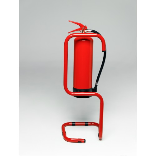 Подставка держатель для огнетушителя напольная, красная- сталь
